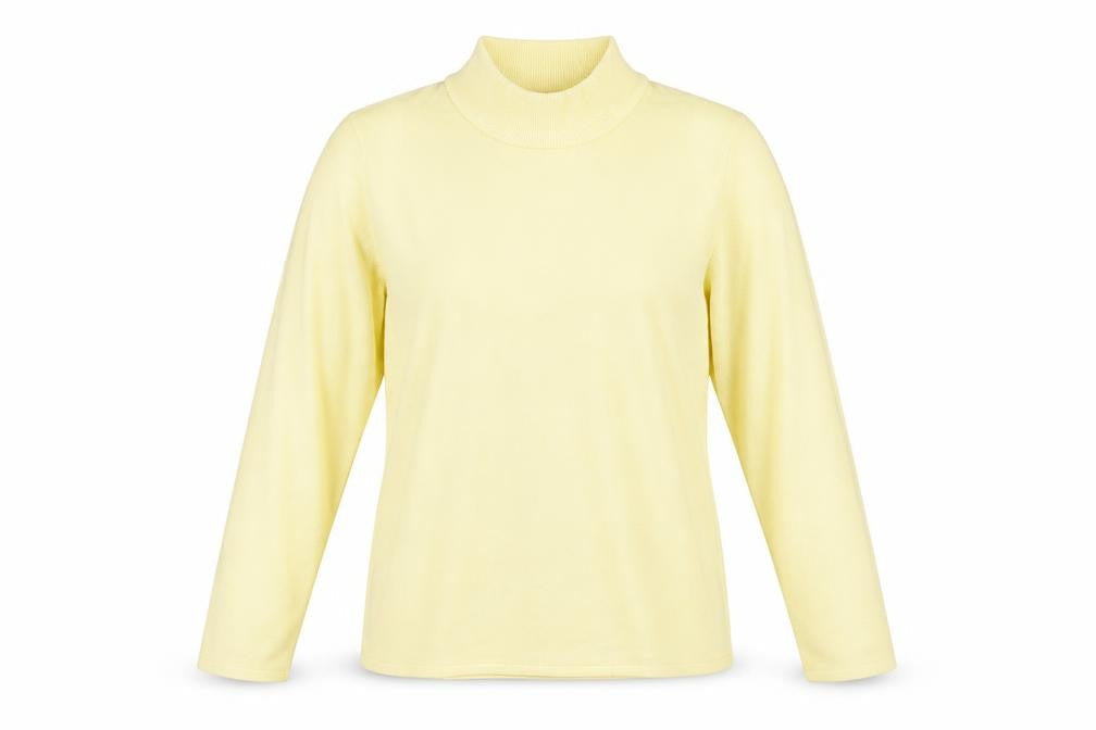 Bonmarché Womens Yellow Acrylic Basic T-Shirt Size S High Neck