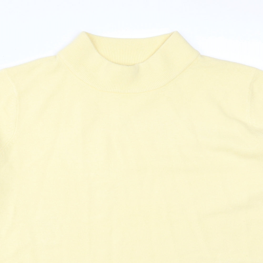 BONMARCHE Womens Yellow  Acrylic Basic T-Shirt Size S High Neck