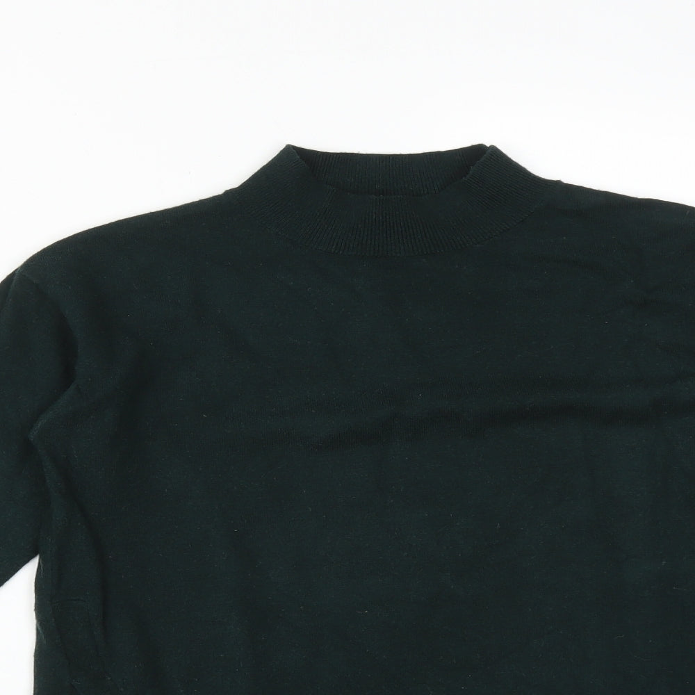 Monsoon Womens Green Animal Print Viscose Basic T-Shirt Size S Mock Neck