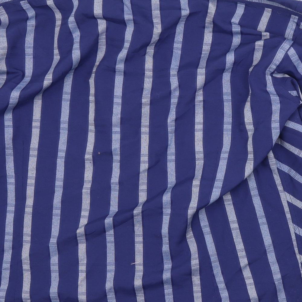 MATINEE Mens Blue Striped Polyester  Button-Up Size L Collared