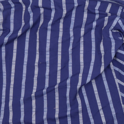 Preloved MATINEE Mens Blue Striped Polyester  Button-Up Size L Collared - Label
