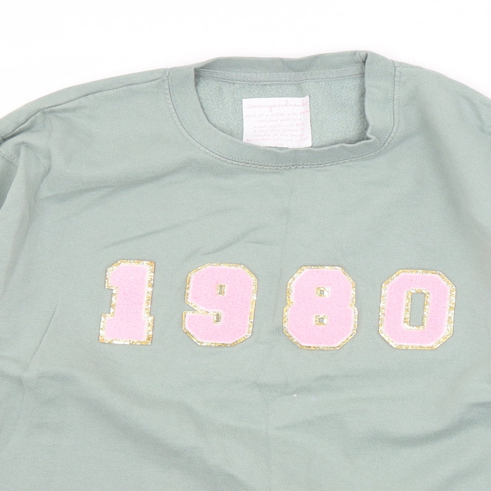 Preworn Womens Green  Cotton Pullover Sweatshirt