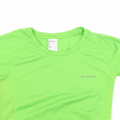 Quechua Boys Green  Polyester Basic Casual Size 5-6 Years Crew Neck