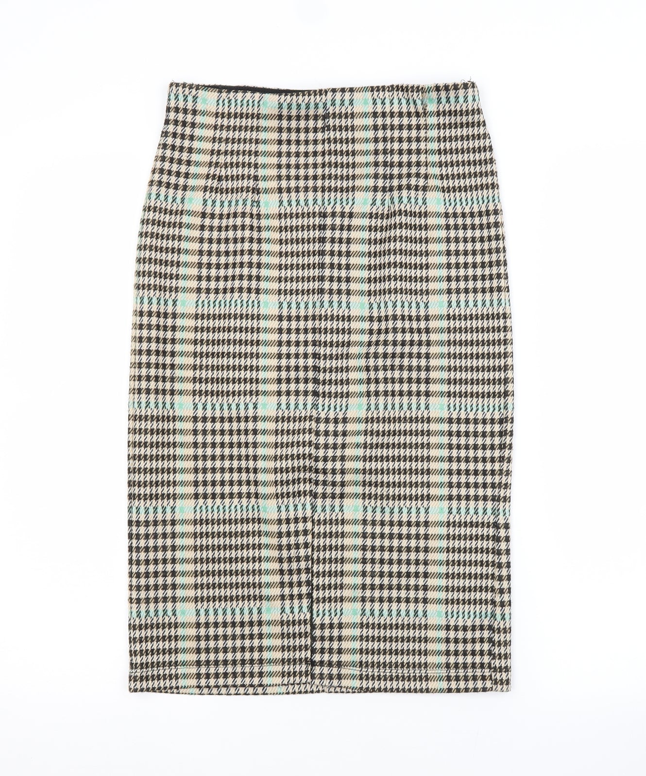 Stradivarius Womens Beige Check  Straight & Pencil Skirt Size S