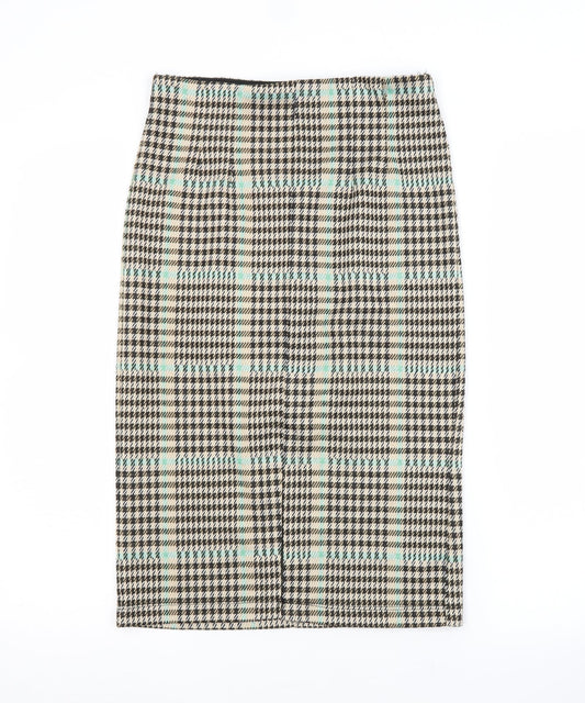 Stradivarius Womens Beige Check  Straight & Pencil Skirt Size S