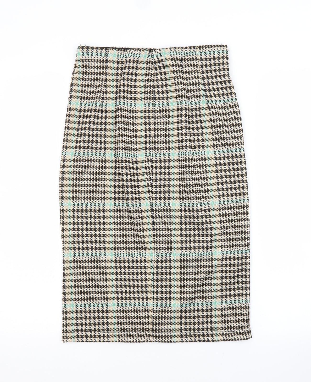 Stradivarius Womens Beige Check  Straight & Pencil Skirt Size S