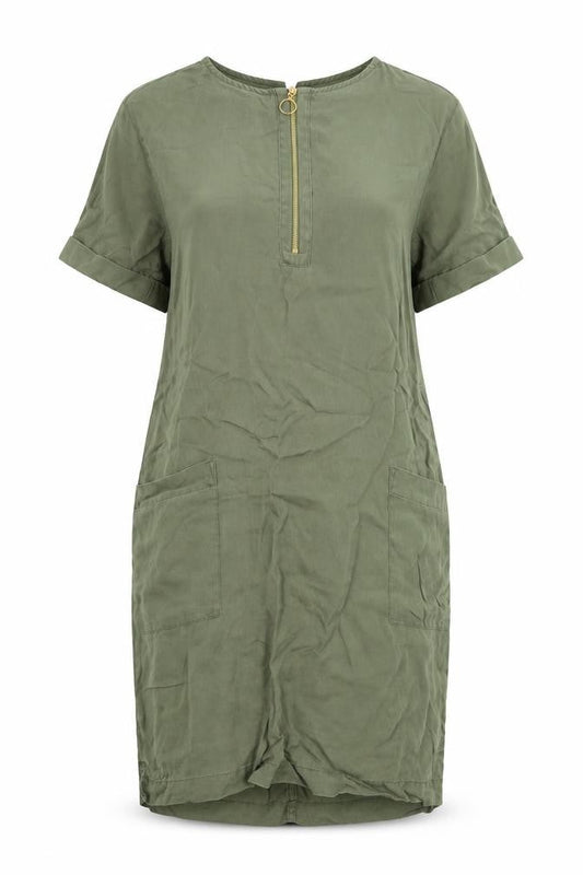 F&F Womens Green  Lyocell Shirt Dress  Size 6 Crew Neck