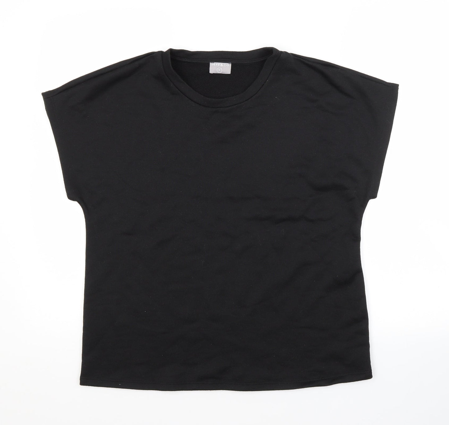 JEFF & CO Womens Black  Polyester Basic T-Shirt Size 10 Crew Neck