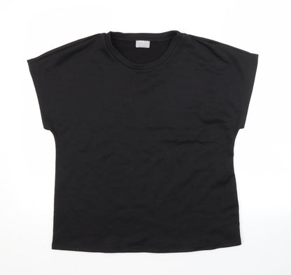 JEFF & CO Womens Black  Polyester Basic T-Shirt Size 10 Crew Neck