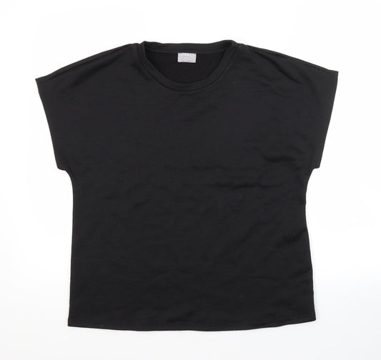 JEFF & CO Womens Black  Polyester Basic T-Shirt Size 10 Crew Neck