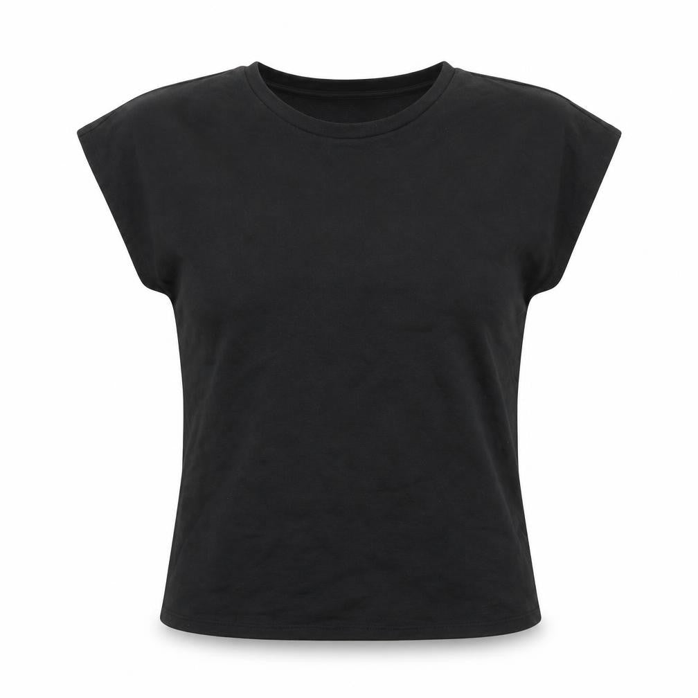 JEFF & CO Womens Black  Polyester Basic T-Shirt Size 10 Crew Neck