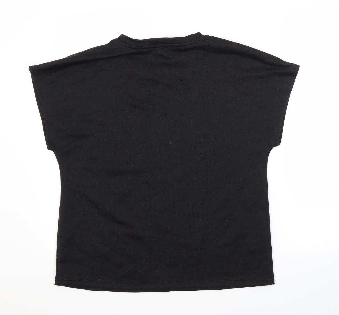 JEFF & CO Womens Black  Polyester Basic T-Shirt Size 10 Crew Neck
