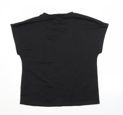 JEFF & CO Womens Black  Polyester Basic T-Shirt Size 10 Crew Neck