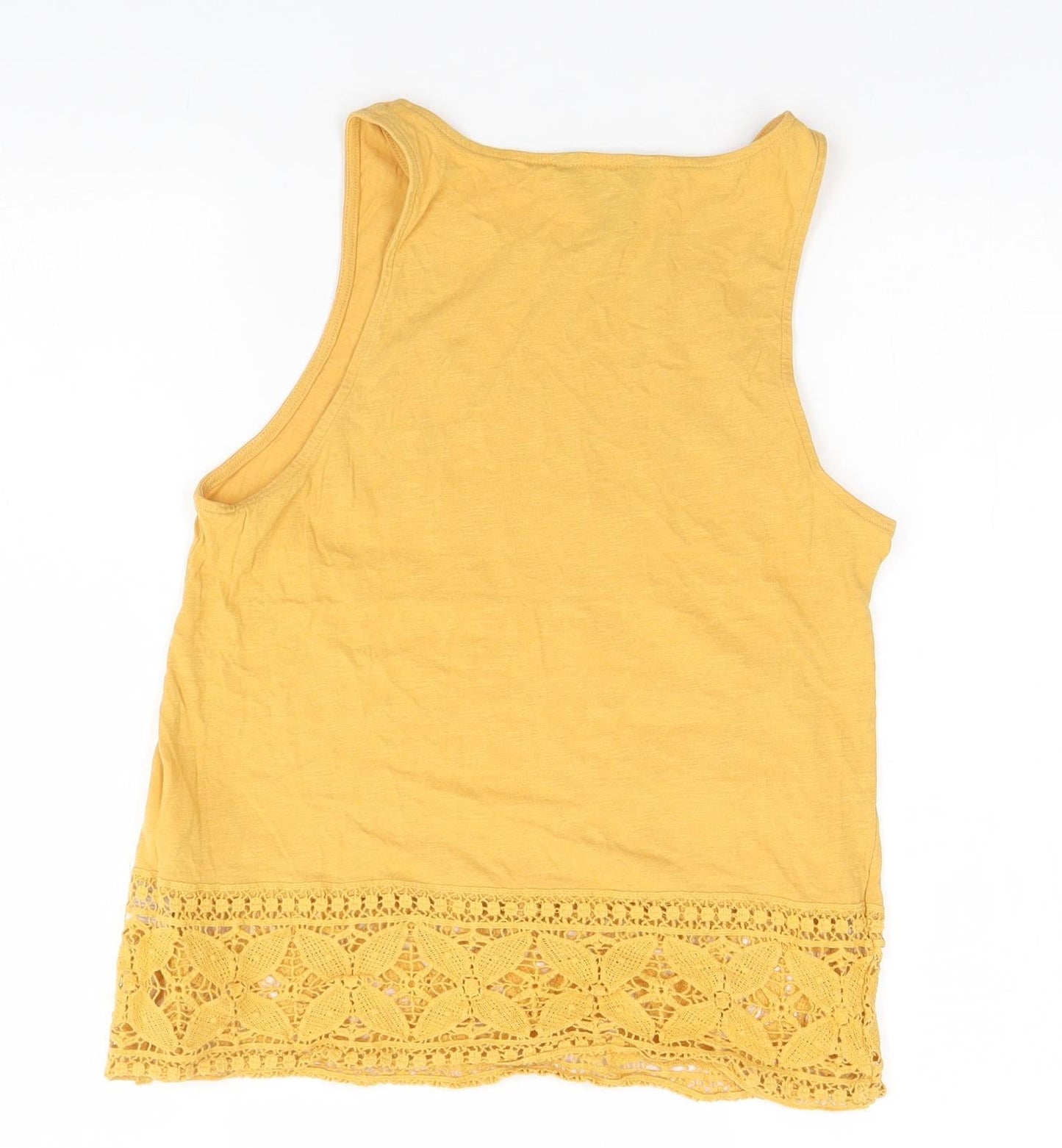 New Look Womens Orange  Cotton Basic Tank Size 10 Round Neck
