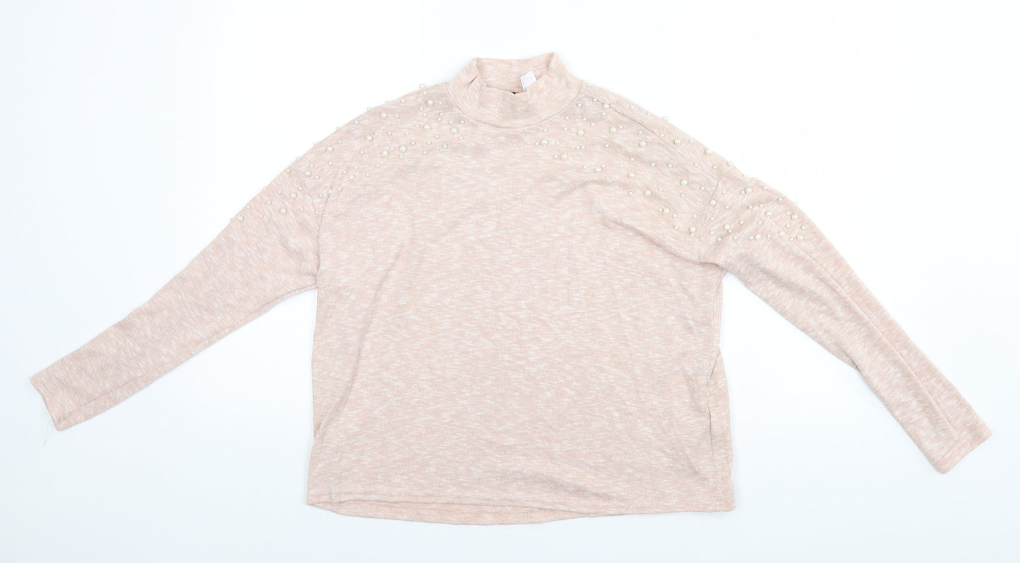 Divided Womens Beige High Neck  Polyester Pullover Jumper Size S