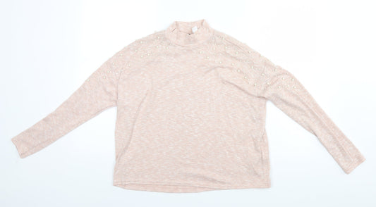 Divided Womens Beige High Neck  Polyester Pullover Jumper Size S