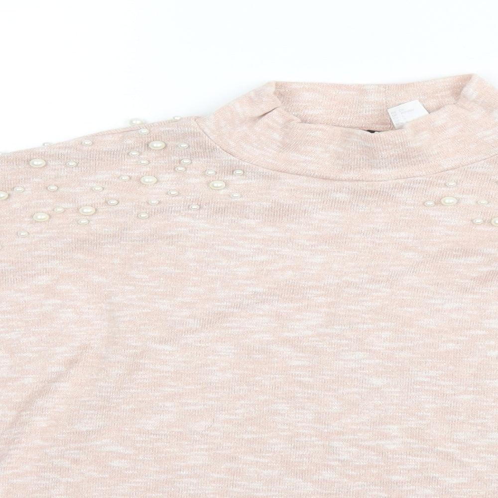 Divided Womens Beige High Neck  Polyester Pullover Jumper Size S