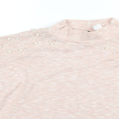 Divided Womens Beige High Neck  Polyester Pullover Jumper Size S