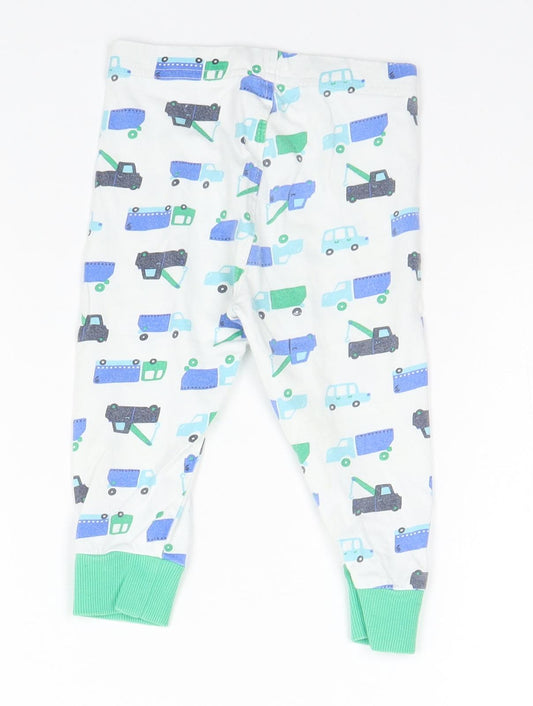 Mothercare Girls White Geometric Cotton Sweatpants Leggings Size 12-18 Months   - Cars and Trucks
