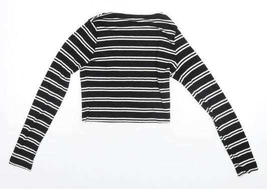 Atmosphere Womens Black Round Neck Striped  Pullover Jumper Size 8