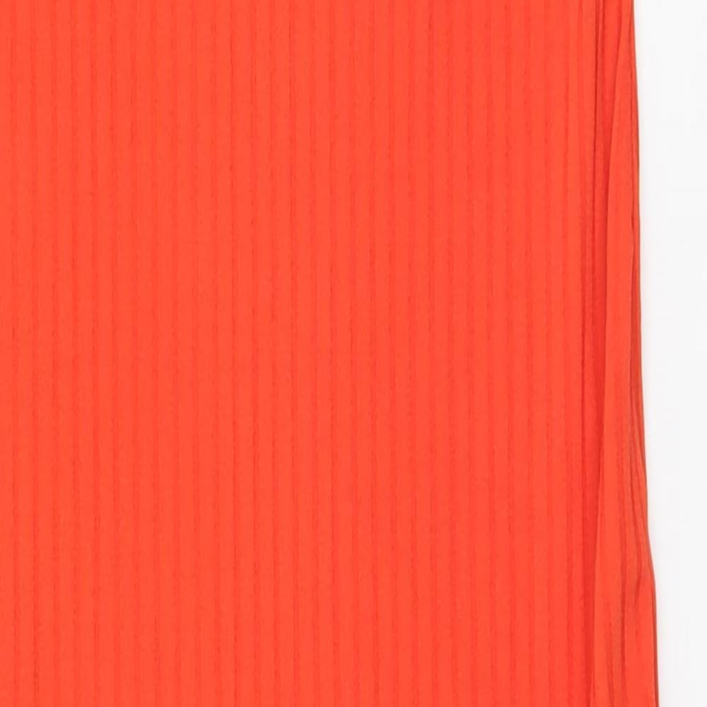 New Look Womens Orange Striped Polyester Pencil Dress  Size 6 Off the Shoulder
