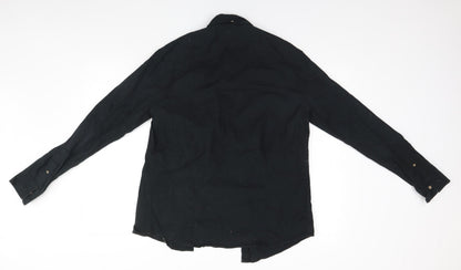 Industrialize Mens Black  Cotton  Button-Up Size M Collared