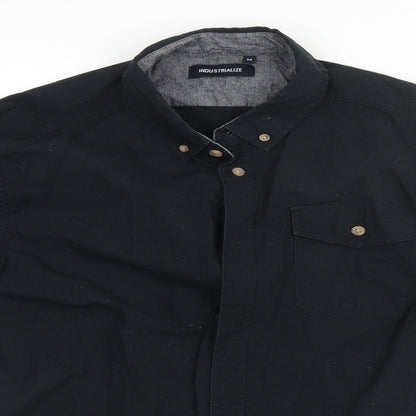 Industrialize Mens Black  Cotton  Button-Up Size M Collared