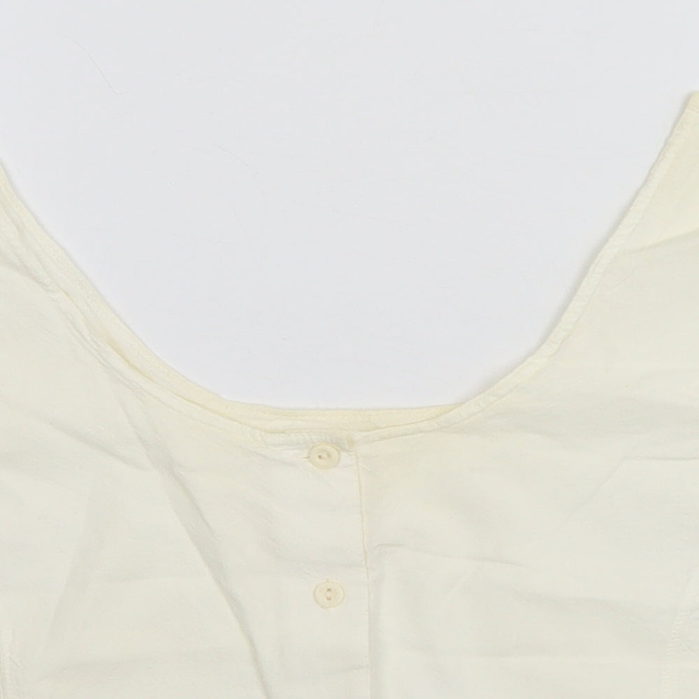 Marks and Spencer Womens Ivory Round Neck  Cotton Cardigan Jumper Size 16