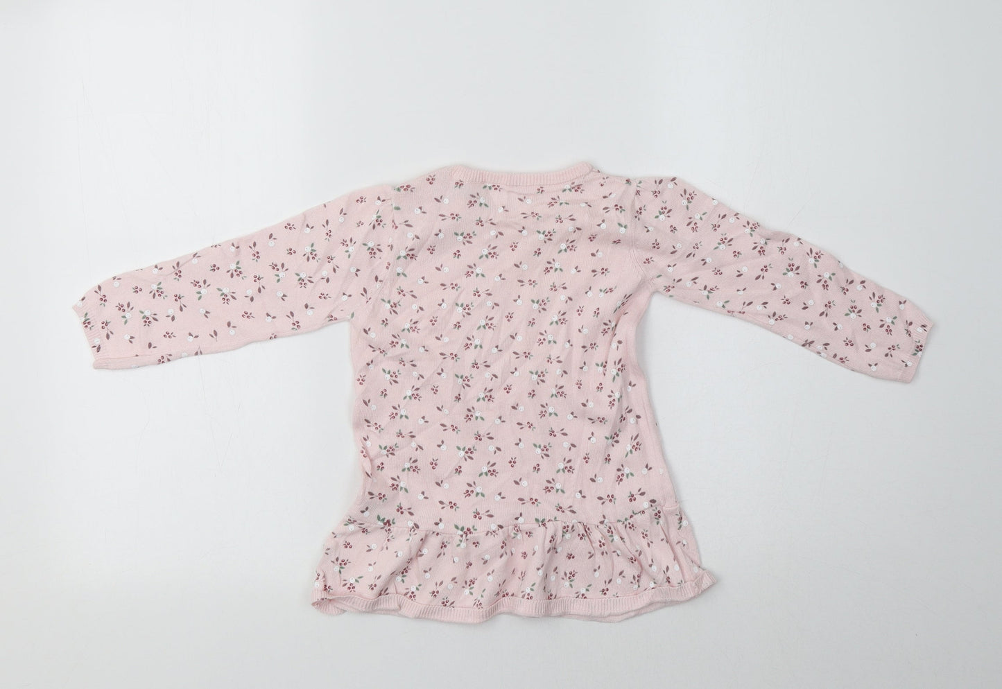 Nutmeg Baby Pink Floral Cotton Pullover Jumper Size 18-24 Months