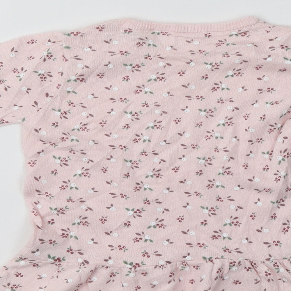 Nutmeg Baby Pink Floral Cotton Pullover Jumper Size 18-24 Months