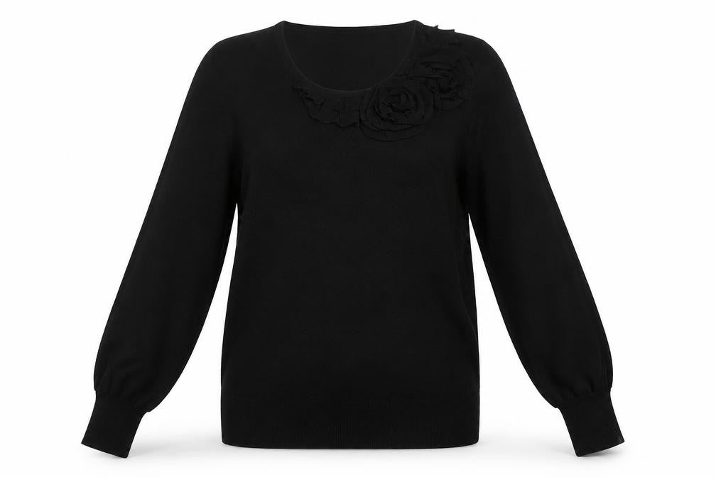 Kaliko Womens Black Round Neck  Viscose Pullover Jumper Size 12