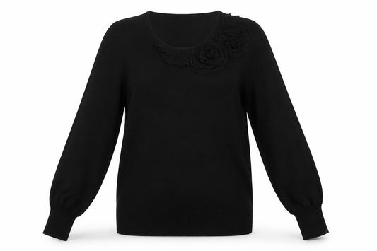 Kaliko Womens Black Round Neck  Viscose Pullover Jumper Size 12