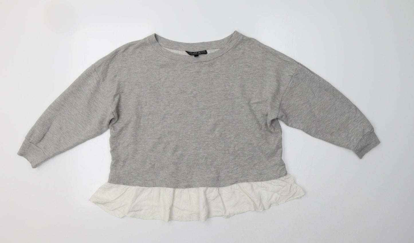 Topshop Womens Grey Crew Neck  Cotton Pullover Jumper Size 10