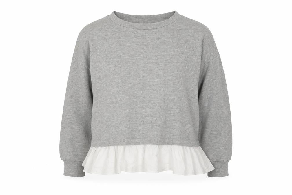Topshop Womens Grey Crew Neck  Cotton Pullover Jumper Size 10