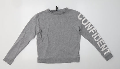 H&M Womens Grey  Cotton Pullover Sweatshirt Size S