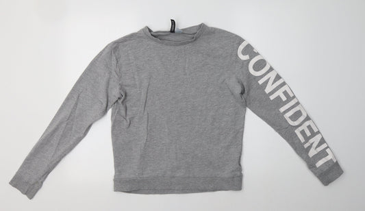 H&M Womens Grey  Cotton Pullover Sweatshirt Size S