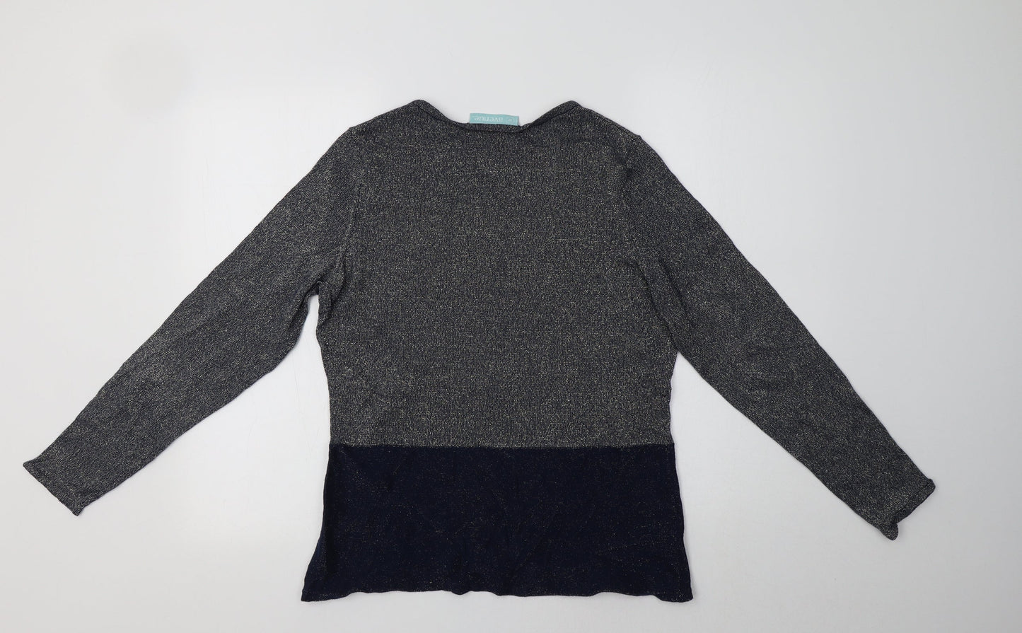Avenue Womens Blue Crew Neck  Cotton Pullover Jumper Size M
