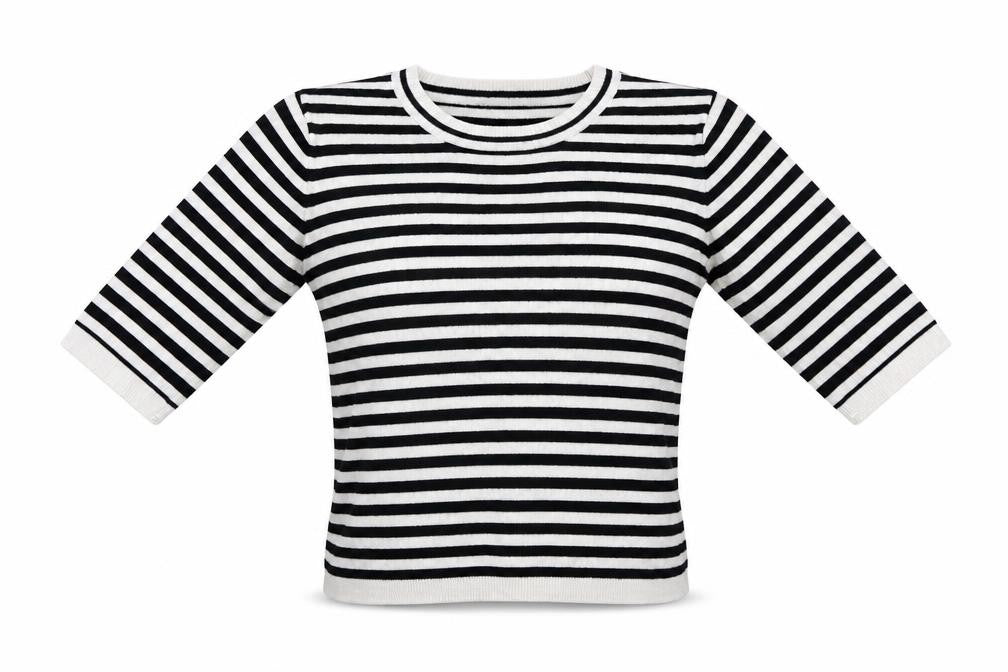 Primark Womens White Crew Neck Striped Viscose Pullover Jumper Size 10