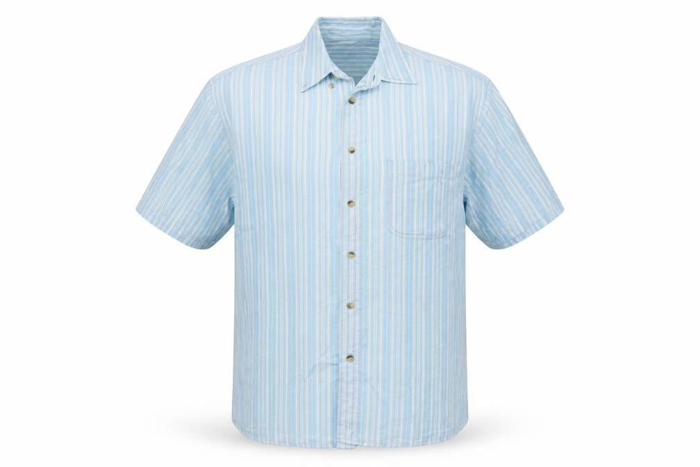 Armando Mens Blue Striped Cotton  Button-Up Size L Collared