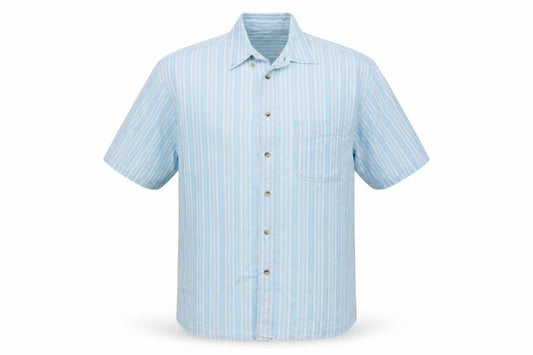 Armando Mens Blue Striped Cotton  Button-Up Size L Collared