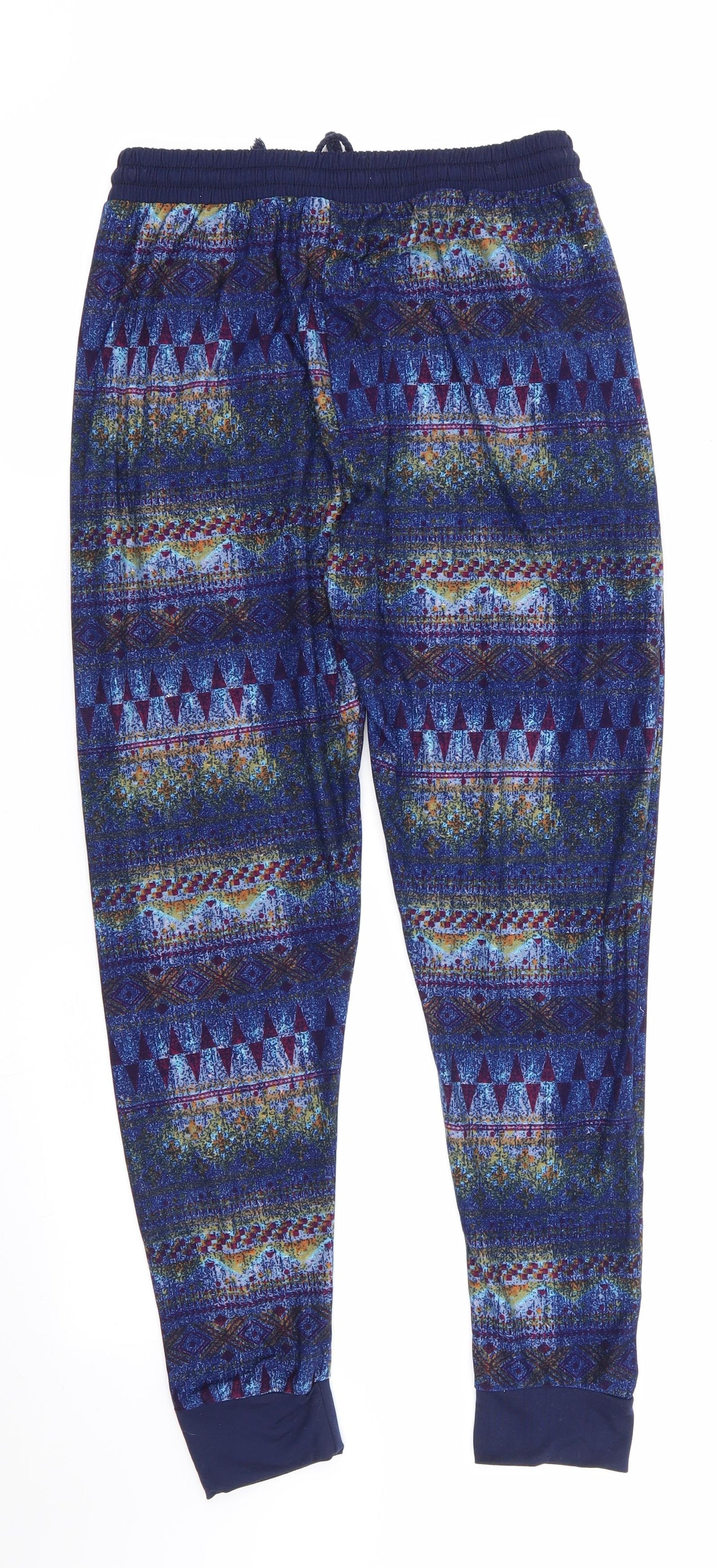 Preworn Womens Blue Geometric Polyester Jegging Trousers Size S L25 in Regular  - Cropped Red Orange Blue Yellow abstract