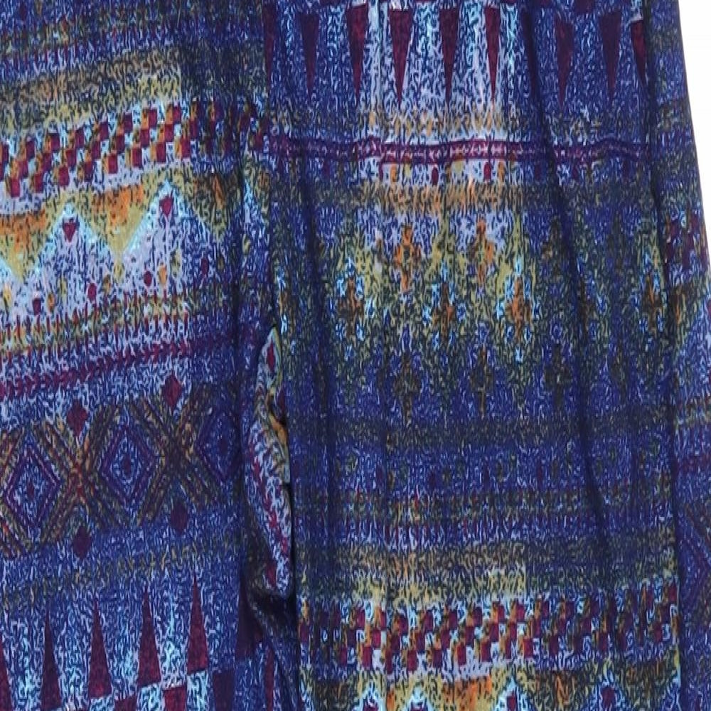 Preworn Womens Blue Geometric Polyester Jegging Trousers Size S L25 in Regular  - Cropped Red Orange Blue Yellow abstract