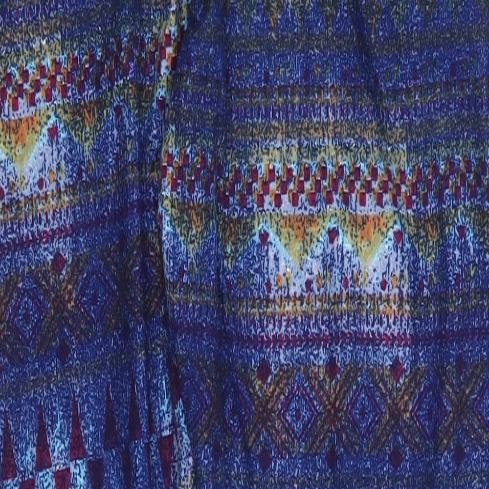 Preworn Womens Blue Geometric Polyester Jegging Trousers Size S L25 in Regular  - Cropped Red Orange Blue Yellow abstract