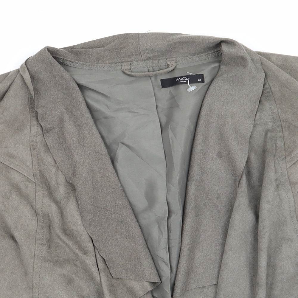 M&Co Womens Green   Jacket  Size 10   - Khaki Suede Effect Short Waterfall Lined back