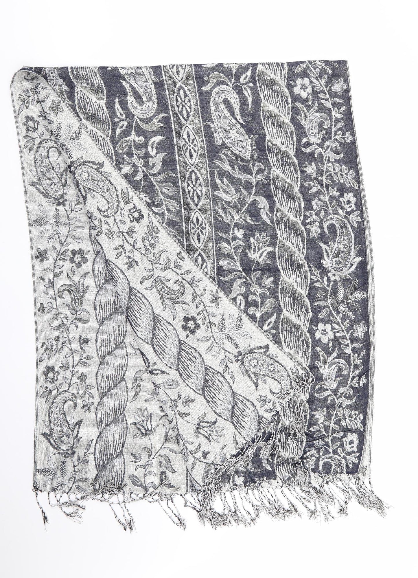 Preworn Womens Blue Floral   Shawl/Wrap    - Subtle shimmer effect Blue Ivory Gold