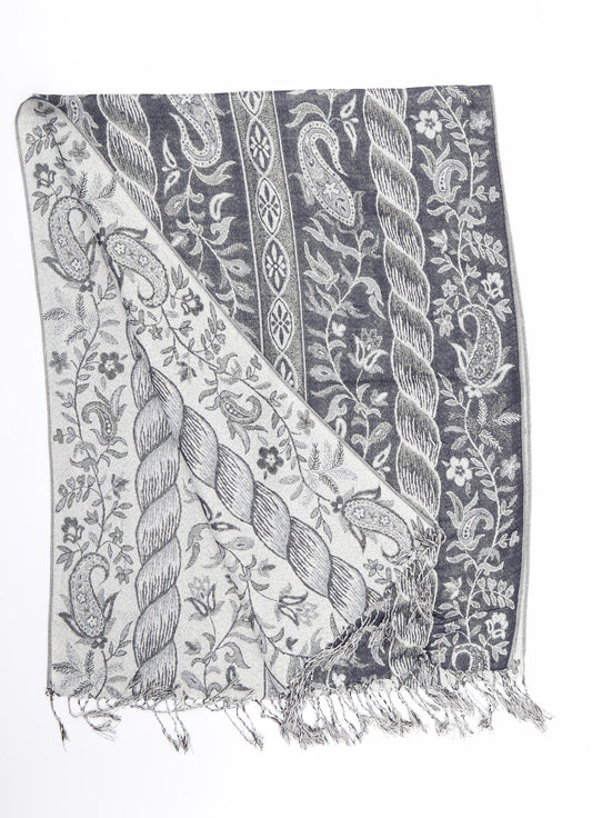 Preworn Womens Blue Floral   Shawl/Wrap    - Subtle shimmer effect Blue Ivory Gold