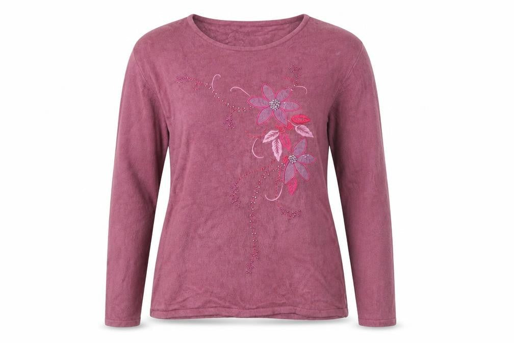 Lauren taylor Womens Pink Round Neck Floral Acrylic Pullover Jumper Size M