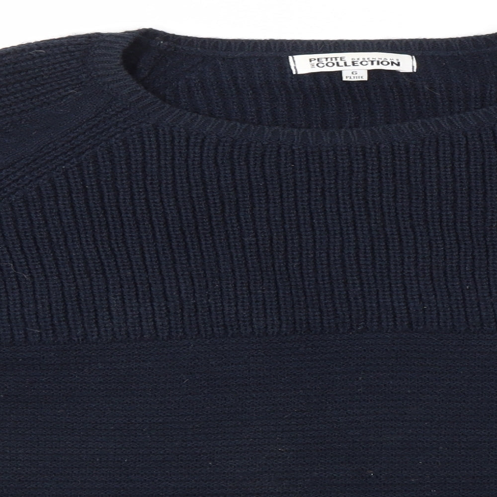 Debenhams Womens Blue Round Neck  Acrylic Pullover Jumper Size 6