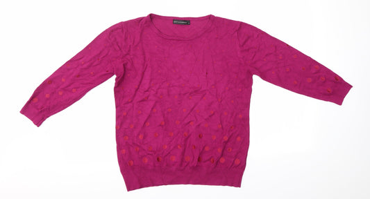 JUST ELEGANCE  Womens Pink  Viscose Basic Blouse Size M Round Neck