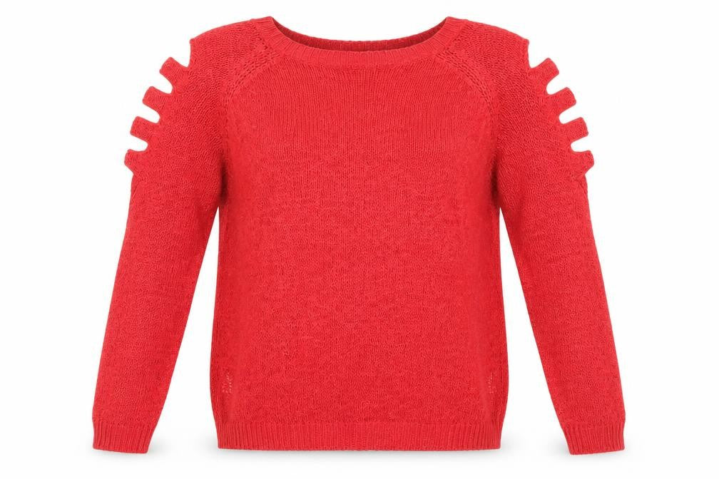 Rainbow Womens Red Round Neck  Acrylic Pullover Jumper Size M
